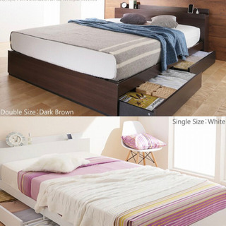 【定価15万円】半額以下‼︎収納コンセント2口付きダブルベッド ホワイト