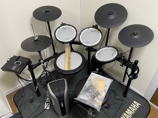 中古：Roland TD-17KVX-S ハイハットスタンド付き5点セット 電子ドラムセット＆Roland PM-03 電子ドラム用 パーソナルモニター 接続用ミニステレオケーブルセット＆YAMAHA ドラムマット DM1314