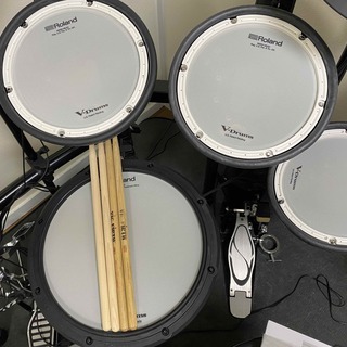 中古：Roland TD-17KVX-S ハイハットスタンド付き5点セット 電子ドラムセット＆Roland PM-03 電子ドラム用 パーソナルモニター 接続用ミニステレオケーブルセット＆YAMAHA ドラムマット DM1314