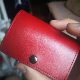 ミニ財布　小さい財布　三つ折り財布　イタリアンレザー　赤