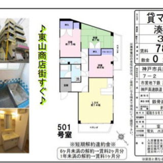 神戸市兵庫区東山市場付近の賃貸マンション値下げの画像