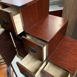 スイーツ柄 ブルー 11Z 時代家具 階段箪笥 民芸家具 配送設置無料