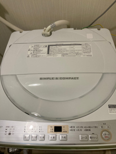 SHARP シャープ 全自動電気洗濯機 ES-GE6C美品！
