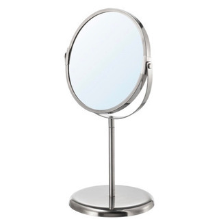 【無料】化粧鏡　IKEA ステンレス　拡大鏡付き
