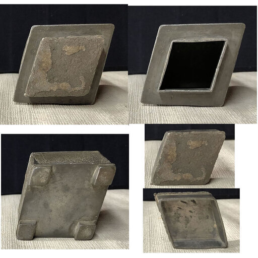 a874 古錫 茶入れ 唐物 中国古玩 錫製 合わせ箱 茶道具