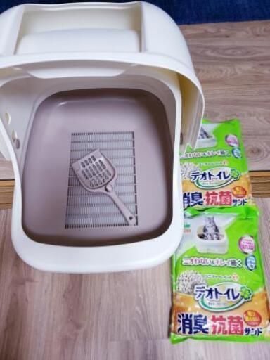 デオトイレドーム型＋デオトイレシリカゲル猫砂２l×２ (santomo) 葛飾 