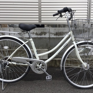 動作・美品＞26インチ・シティ自転車・シマノ6段変速 LEDオートライト  