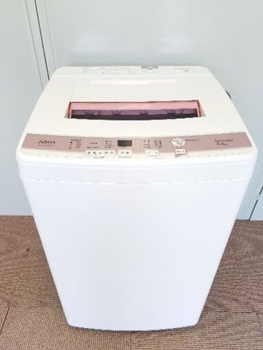 ☆良品☆ 洗濯機 2018年製 AQUA ☆AQW-KS6F(P)☆ 6.0㎏用 Laundry ホワイト ピンク 洗濯