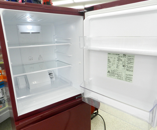 冷蔵庫 157L 2016年製 2ドア アクア AQR-16E 赤 AQUA 100Lクラス 小型