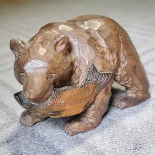 木彫り 熊 鮭 アイヌ民芸品 置物 アンティーク