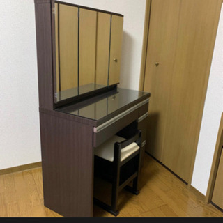 美品、ニトリ 三面鏡ドレッサー(アンジュ DBR) - 家具