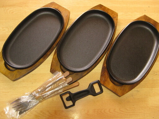 南部鉄器　ステーキ皿セット3客　盛栄堂　新品未使用