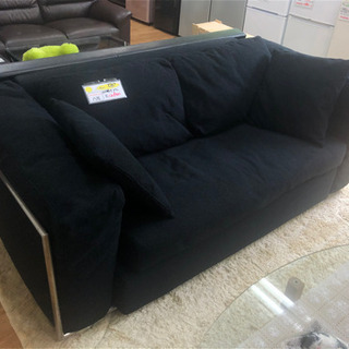 リサイクルサービス八光 田上店 配達・設置OK】ブラック 2人掛けソファー