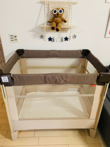 【値下げしました！】ベビーベッド•アップリカ　ココネルエアー/ベビー布団　敷布団　PUPPAPUPO　プッパプーポ　セット