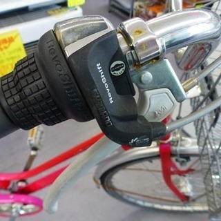 自転車 26インチ シティサイクル ママチャリ ライト付き 赤系 6段変速