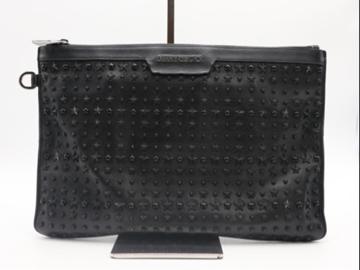 《JIMMY CHOO/スタースタッズ クラッチバッグ》 ブラック  Bランク