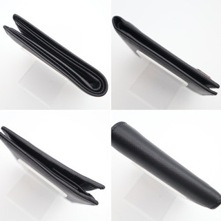 《PRADA/サフィアーノ 二つ折り 財布》ブラック  ロゴ Bランク 箱 冊子