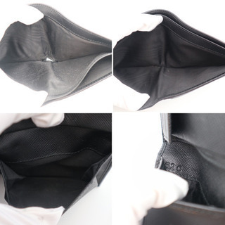 《PRADA/サフィアーノ 二つ折り 財布》ブラック  ロゴ Bランク 箱 冊子