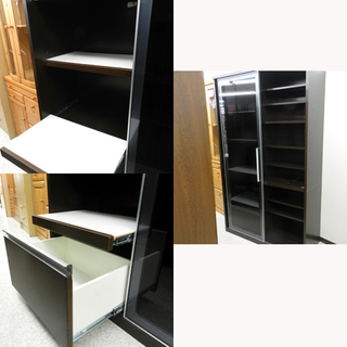 キッチンボード 幅120cm 【松田家具】 スライドドア ブラウン ワイドサイズ たっぷり収納☆ PayPay(ペイペイ)決済可能 ☆ 札幌市 北区 屯田 