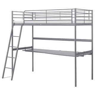 IKEA ロフトベッド (下段テーブル、上段ベッド) 白　横幅2...