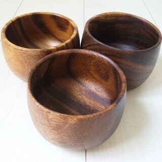 アカシア材 ◆ 木製お椀 3個セット ◆ ライスボール 茶碗