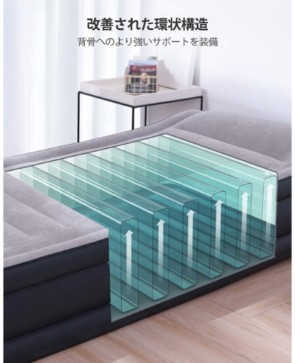 【新品未使用】lエアーベッド 空気ベッド 2020年最新 ピロー内蔵 電動ポンプ内蔵 収納バッグ付き 高反発 極厚 耐荷重300kg シングルサイズ 228x99x厚さ43cm 折り畳みベッド お昼寝 来客用 キャンプ 旅行 防災 用  ③