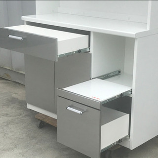 格安で！ユーアイ 食器棚◇フルスライドレール◇シルバー