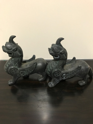 日本全国送料無料商品 特集 銅製獅子 麒麟 進廣源 置物 細密彫 時代 骨董 古美術品 工芸品