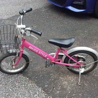 14インチ　子供用自転車　ピンク　かご付き