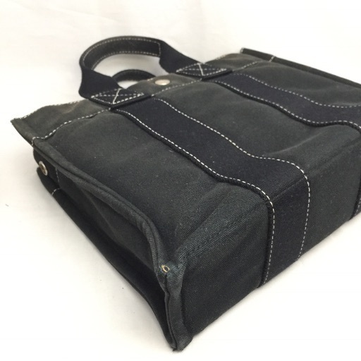 HERMES エルメス newフールトゥPM 黒キャンバスデニム ミニトートバッグ