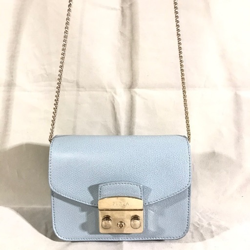 FURLA フルラ ライトブルーサフィアーノ レザー メトロポリス 斜めがけ