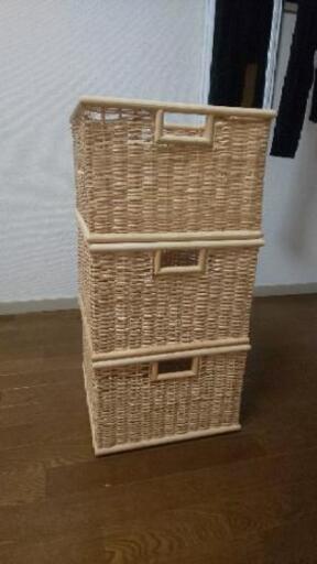無印良品 かご 収納 バスケット ボックス ブリ材 3個 山田 御器所の家具の中古あげます 譲ります ジモティーで不用品の処分