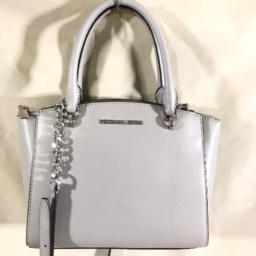 マイケルコース グレーレザー シルバーチェーン2wayショルダーバッグ