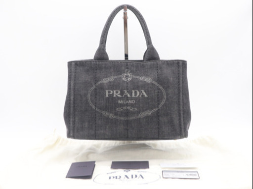 《PRADA/ミニカナパ トートバッグ グレーデニム》1BG439 ABランク