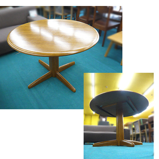 〇 札幌 展示品【浜本工芸 ナラ材 ダイニング4点セット】DT-1700 DA-1800R ダークオーク色 回転イス付き 3人掛けダイニングセット 本郷通店