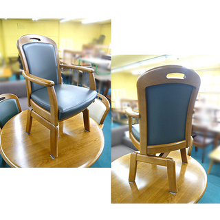 〇 札幌 展示品【浜本工芸 ナラ材 ダイニング4点セット】DT-1700 DA-1800R ダークオーク色 回転イス付き 3人掛けダイニングセット 本郷通店