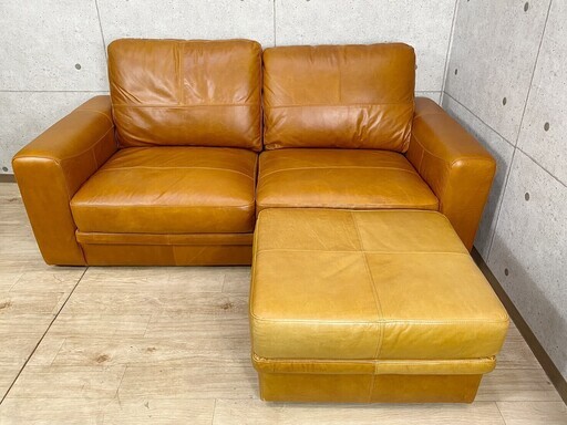 10*51 美品 GOSTA SOFA 3人掛けソファ オットマン付 オイルレザー イタリア革総オイル