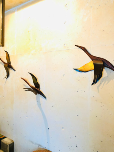 アンティーク　壁掛け飾り　ブリキ　鳥