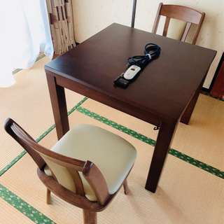 ハイタイプこたつテーブル　回転椅子付
