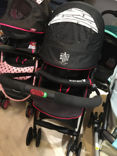 ■店頭引取限定■美品☆新生児対応ベビーカー　ミッキー　ブラック