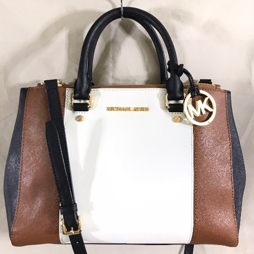 MK マイケルコース 3カラーレザー 2wayハンドバッグ ショルダーバッグ