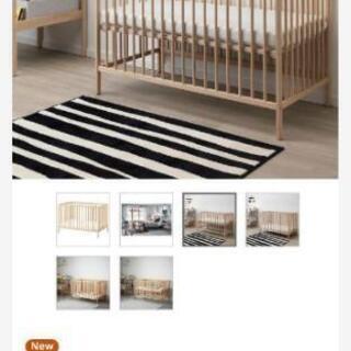 IKEAベビーベッド+マットレス+シーツ+ベッドガード+枕