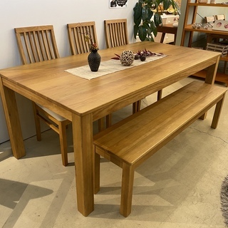 美品 ダイニングテーブルセット ティ・アイ・アイ テーブル ベンチ チェア 5点セット ナチュラル 中古品