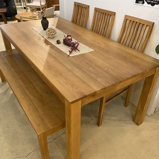 美品 ダイニングテーブルセット ティ・アイ・アイ テーブル ベンチ チェア 5点セット ナチュラル 中古品