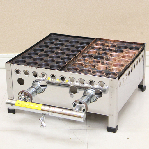 たこ焼き機 業務用 28穴×2連  プロパンガス用 銅板3枚 鉄板2枚(J684wY)