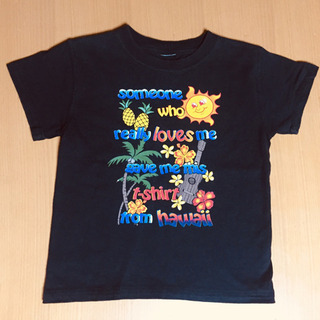ハワイ土産 半袖Tシャツ 黒色 100cm (男女兼用)