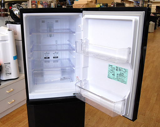146L 2ドア冷蔵庫 2017年製 三菱 MR-P15A ブラック 冷凍 100L  