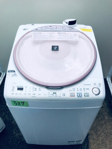 ①‼️大容量‼️ 乾燥機能付き 327番 SHARP✨電気洗濯乾燥機✨ES-TX810-P‼️