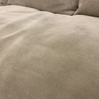 東京インテリア購入品 カウチソファ ソファ オットマン付き ベージュ×カーキ系 フェザー 中古品