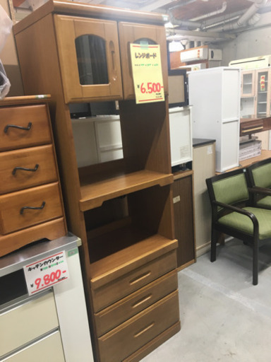 ●販売終了●キッチンボード　レンジ台　スリムタイプ　ナチュラルブラウン　中古品